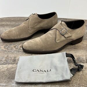 ✨ Canali Vero Cuoio Suede Monk Strap Dress Shoes – Made in Italy – Size 44 – New